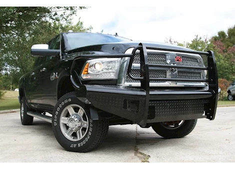 Fab Four's Black Steel Front Bumper w/Full Guard and Tow Hooks
