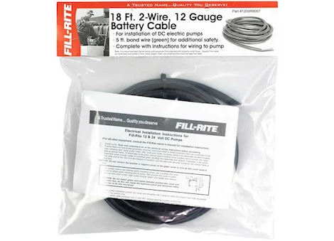 Fill-Rite 18FT 2-WIRE 12-GAUGE BATTERY CABLE FOR DC POWERED PUMPS; USE WITH 12 VOLT DC PUMPS; POP PACKAGING