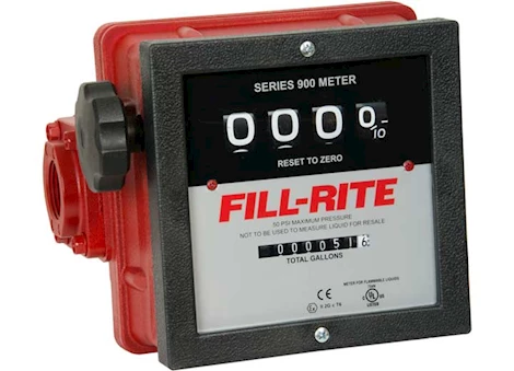 Fill-Rite 6 to 40 gpm meter gal register, 1in npt threads 4 digit resettable/7 digit non-r Main Image