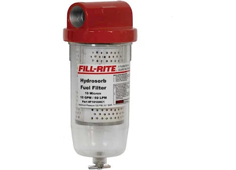 Fill-Rite 10 MICRON WATER DETECTING FILTER, 1IN - 12 UNF, 18 GPM, CLEAR BOWL