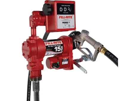 Fill-Rite 12V DC 15 GPM FUEL TRANSFER PUMP WITH MECHANICAL METER & MANUAL NOZZLE