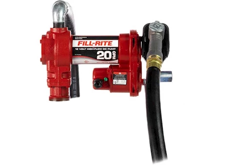 Fill-Rite 20 GPM, 12V DC HIGH FLOW PUMP, 1IN X 12FT HOSE, 1IN MANUAL NOZZLE, 5FT GROUND WIRE