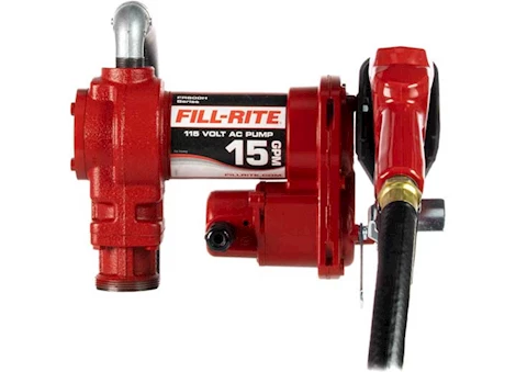 Fill-Rite 15 GPM, 115V AC 60 HZ PUMP, 3/4IN X 12FT HOSE, 3/4IN AUTOMATIC NOZZLE (UNLEADED SPOUT & RED COVER)