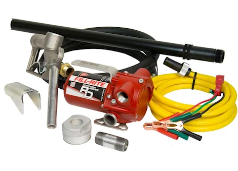 Fill-Rite 12 VDC 12 GPM PUMP W/ 10FT CABLE, 6FT SUCTION HOSE, 8FT DISCHARGE HOSE, NOZZLE BOOT, AND HARDWARE