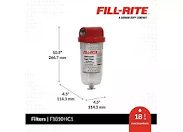 Fill-Rite Clear bowl 10 micron water detecting filter 1in 12 unf 18 gpm