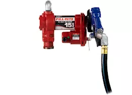 Fill-Rite 15 gpm, 12v dc pump,  3/4in x 15ft arctic hose, automatic arctic nozzle (leaded spout & blue cover)