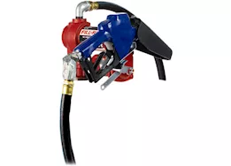 Fill-Rite 15 gpm, 12v dc pump,  3/4in x 15ft arctic hose, automatic arctic nozzle (leaded spout & blue cover)