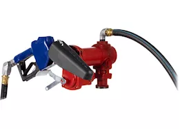 Fill-Rite 15 gpm, 12v dc pump,  3/4in x 15ft arctic hose, automatic arctic nozzle (leaded spout & blue cover)