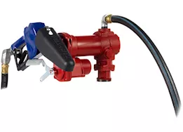 Fill-Rite 15 gpm, 12v dc pump,  3/4in x 15ft arctic hose, automatic arctic nozzle (leaded spout & blue cover)