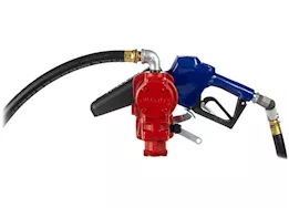 Fill-Rite 15 gpm, 12v dc pump,  3/4in x 15ft arctic hose, automatic arctic nozzle (leaded spout & blue cover)