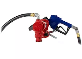 Fill-Rite 15 gpm, 12v dc pump,  3/4in x 15ft arctic hose, automatic arctic nozzle (leaded spout & blue cover)