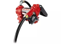 Fill-Rite 15 gpm, 12v dc pump, 3/4in x 12ft hose, 3/4in automatic nozzle (unleaded spout & red cover)