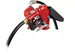 Fill-Rite 15 gpm, 12v dc pump, 3/4in x 12ft hose, 3/4in automatic nozzle (unleaded spout & red cover)