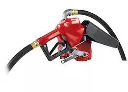 Fill-Rite 15 gpm, 12v dc pump, 3/4in x 12ft hose, 3/4in automatic nozzle (unleaded spout & red cover)