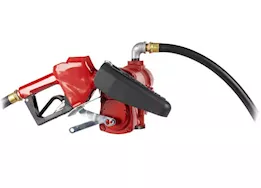 Fill-Rite 15 gpm, 12v dc pump, 3/4in x 12ft hose, 3/4in automatic nozzle (unleaded spout & red cover)