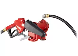 Fill-Rite 15 gpm, 12v dc pump, 3/4in x 12ft hose, 3/4in automatic nozzle (unleaded spout & red cover)