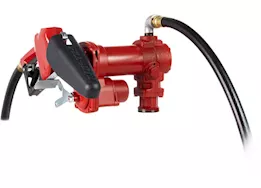 Fill-Rite 15 gpm, 12v dc pump, 3/4in x 12ft hose, 3/4in automatic nozzle (unleaded spout & red cover)