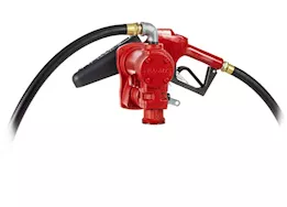 Fill-Rite 15 gpm, 12v dc pump, 3/4in x 12ft hose, 3/4in automatic nozzle (unleaded spout & red cover)