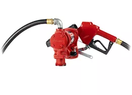 Fill-Rite 15 gpm, 12v dc pump, 3/4in x 12ft hose, 3/4in automatic nozzle (unleaded spout & red cover)