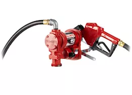 Fill-Rite 15 gpm, 12v dc pump, 3/4in x 12ft hose, 3/4in automatic nozzle (unleaded spout & red cover)