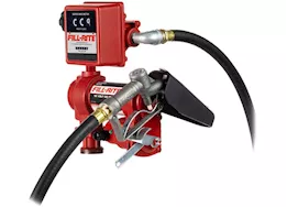 Fill-Rite 15 gpm, 12v dc pump, 3/4in x 12ft hose, 3/4in manual nozzle, 5ft ground wire