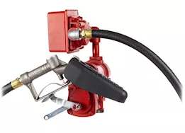 Fill-Rite 15 gpm, 12v dc pump, 3/4in x 12ft hose, 3/4in manual nozzle, 5ft ground wire