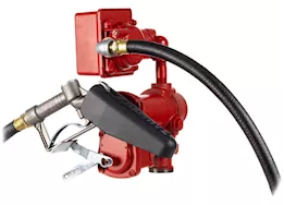 Fill-Rite 15 gpm, 12v dc pump, 3/4in x 12ft hose, 3/4in manual nozzle, 5ft ground wire