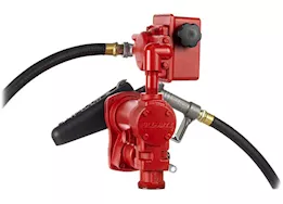 Fill-Rite 15 gpm, 12v dc pump, 3/4in x 12ft hose, 3/4in manual nozzle, 5ft ground wire