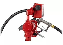 Fill-Rite 15 gpm, 12v dc pump, 3/4in x 12ft hose, 3/4in manual nozzle, 5ft ground wire