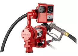 Fill-Rite 15 gpm, 12v dc pump, 3/4in x 12ft hose, 3/4in manual nozzle, 5ft ground wire