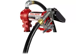 Fill-Rite 20 gpm, 12v dc high flow pump, 1in x 12ft hose, 1in manual nozzle, 5ft ground wire