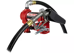 Fill-Rite 20 gpm, 12v dc high flow pump, 1in x 12ft hose, 1in manual nozzle, 5ft ground wire