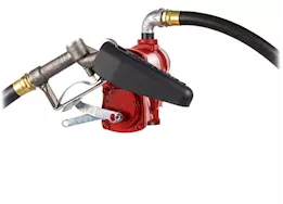 Fill-Rite 20 gpm, 12v dc high flow pump, 1in x 12ft hose, 1in manual nozzle, 5ft ground wire