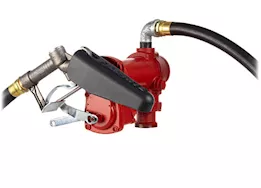 Fill-Rite 20 gpm, 12v dc high flow pump, 1in x 12ft hose, 1in manual nozzle, 5ft ground wire