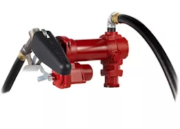 Fill-Rite 20 gpm, 12v dc high flow pump, 1in x 12ft hose, 1in manual nozzle, 5ft ground wire