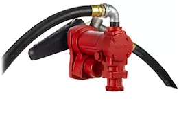 Fill-Rite 20 gpm, 12v dc high flow pump, 1in x 12ft hose, 1in manual nozzle, 5ft ground wire