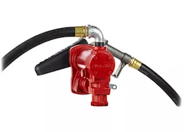 Fill-Rite 20 gpm, 12v dc high flow pump, 1in x 12ft hose, 1in manual nozzle, 5ft ground wire