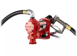 Fill-Rite 20 gpm, 12v dc high flow pump, 1in x 12ft hose, 1in manual nozzle, 5ft ground wire