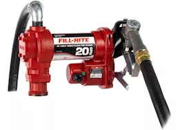 Fill-Rite 20 gpm, 12v dc high flow pump, 1in x 12ft hose, 1in manual nozzle, 5ft ground wire