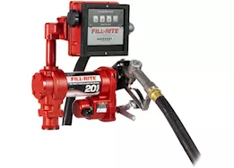 Fill-Rite 20 gpm, 12v dc high flow pump, 1in x 12ft hose, 1in manual nozzle, 5ft ground wire