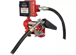 Fill-Rite 20 gpm, 12v dc high flow pump, 1in x 12ft hose, 1in manual nozzle, 5ft ground wire