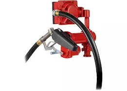 Fill-Rite 20 gpm, 12v dc high flow pump, 1in x 12ft hose, 1in manual nozzle, 5ft ground wire