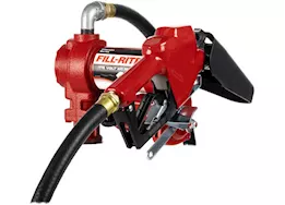 Fill-Rite 15 gpm, 115v ac 60 hz pump, 3/4in x 12ft hose, 3/4in automatic nozzle (unleaded spout & red cover)