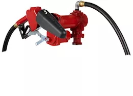 Fill-Rite 15 gpm, 115v ac 60 hz pump, 3/4in x 12ft hose, 3/4in automatic nozzle (unleaded spout & red cover)