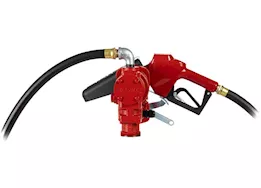 Fill-Rite 15 gpm, 115v ac 60 hz pump, 3/4in x 12ft hose, 3/4in automatic nozzle (unleaded spout & red cover)