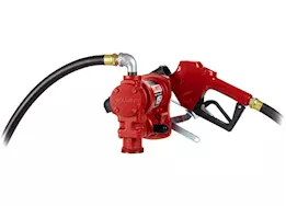 Fill-Rite 15 gpm, 115v ac 60 hz pump, 3/4in x 12ft hose, 3/4in automatic nozzle (unleaded spout & red cover)