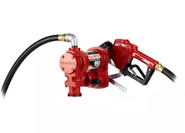 Fill-Rite 15 gpm, 115v ac 60 hz pump, 3/4in x 12ft hose, 3/4in automatic nozzle (unleaded spout & red cover)