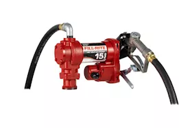 Fill-Rite 15 gpm, 115v ac 60 hz pump, 3/4in x 12ft hose, 3/4in manual nozzle, telescoping steel suction pipe