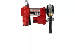 Fill-Rite 15 gpm, 115v ac 60 hz pump, 3/4in x 12ft hose, 3/4in manual nozzle, telescoping steel suction pipe