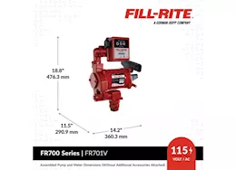 Fill-Rite 115v ac 20 gpm fuel transfer pump with mechanical meter & manual nozzle